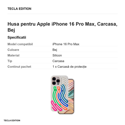 Husa DIY Snake pentru Apple iPhone 16 Pro Max, Carcasa, Bej [2]