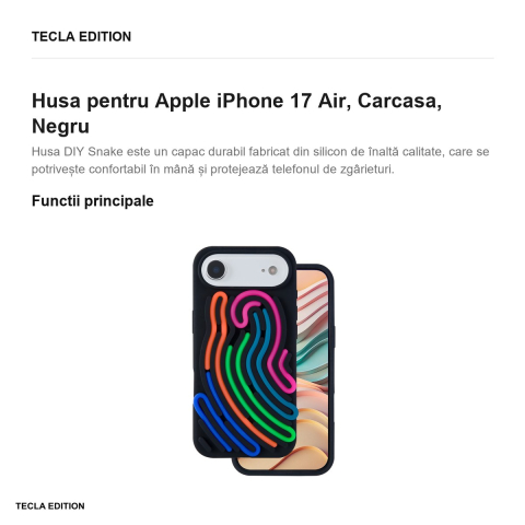 Husa DIY Snake pentru Apple iPhone 17 Air, Carcasa, Negru [1]