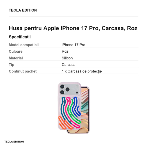 Husa DIY Snake pentru Apple iPhone 17 Pro, Carcasa, Roz [2]