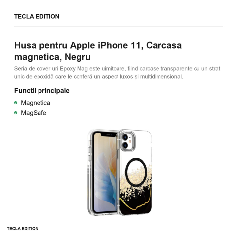 Husa Epoxy Mag pentru Apple iPhone 11, Carcasa magnetica, Negru [1]