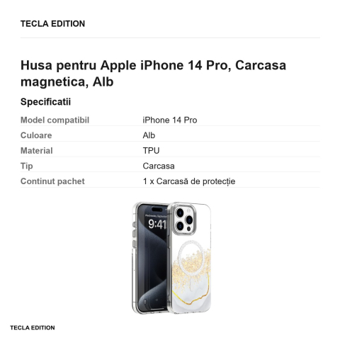 Husa Epoxy Mag pentru Apple iPhone 14 Pro, Carcasa magnetica, Alb [2]
