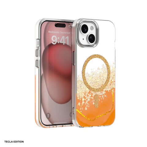 Huse si protectii pentru iPhone 15 - Husa Epoxy Mag pentru Apple iPhone 15, Carcasa magnetica, Portocaliu