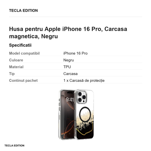Husa Epoxy Mag pentru Apple iPhone 16 Pro, Carcasa magnetica, Negru [2]