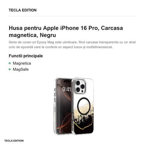Husa Epoxy Mag pentru Apple iPhone 16 Pro, Carcasa magnetica, Negru [1]