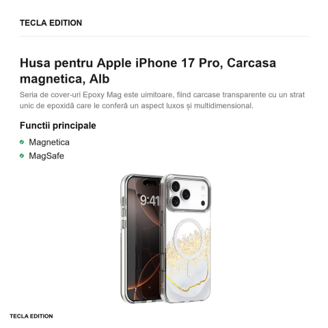 Husa Epoxy Mag pentru Apple iPhone 17 Pro, Carcasa magnetica, Alb [1]