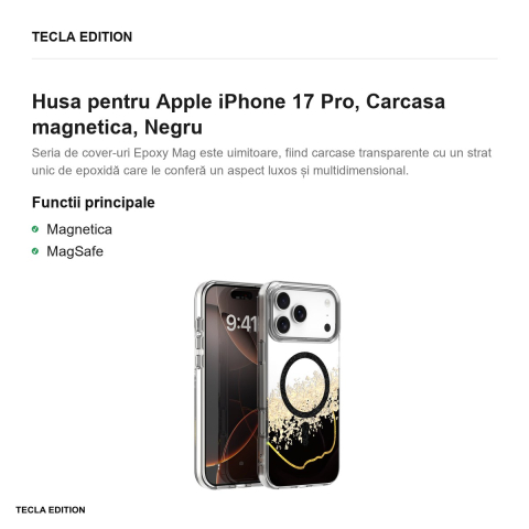 Husa Epoxy Mag pentru Apple iPhone 17 Pro, Carcasa magnetica, Negru [1]