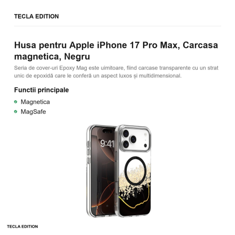 Husa Epoxy Mag pentru Apple iPhone 17 Pro Max, Carcasa magnetica, Negru [1]