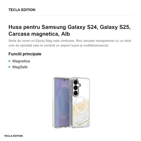 Husa Epoxy Mag pentru Samsung Galaxy S24, Galaxy S25, Carcasa magnetica, Alb [1]