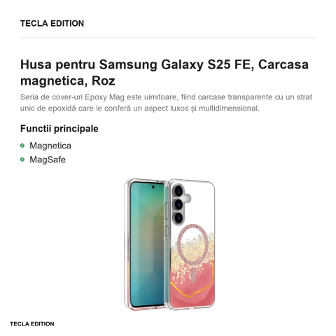 Husa Epoxy Mag pentru Samsung Galaxy S25 FE, Carcasa magnetica, Roz [1]