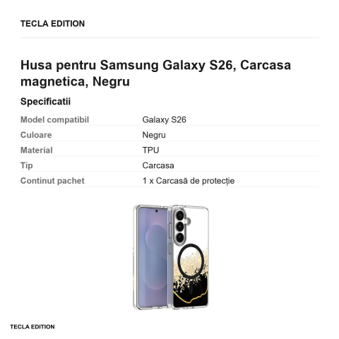 Husa Epoxy Mag pentru Samsung Galaxy S26, Carcasa magnetica, Negru [2]
