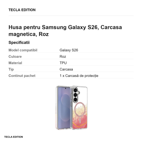 Husa Epoxy Mag pentru Samsung Galaxy S26, Carcasa magnetica, Roz [2]