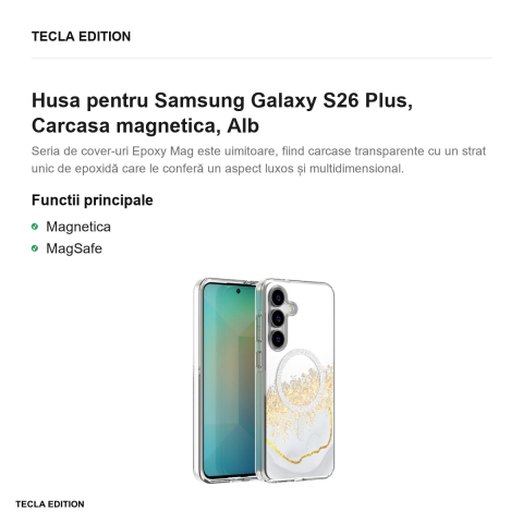Husa Epoxy Mag pentru Samsung Galaxy S26 Plus, Carcasa magnetica, Alb [1]