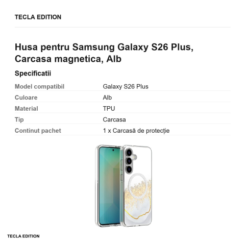 Husa Epoxy Mag pentru Samsung Galaxy S26 Plus, Carcasa magnetica, Alb [2]