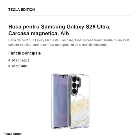 Husa Epoxy Mag pentru Samsung Galaxy S26 Ultra, Carcasa magnetica, Alb [1]