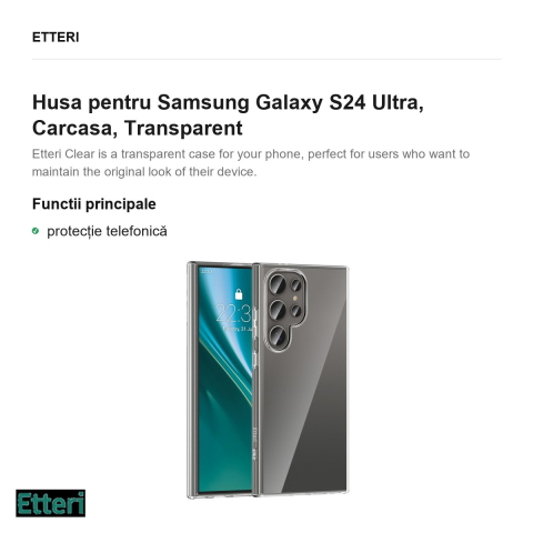 Husa Etteri Clear pentru Samsung Galaxy S24 Ultra, Carcasa, Transparent [1]