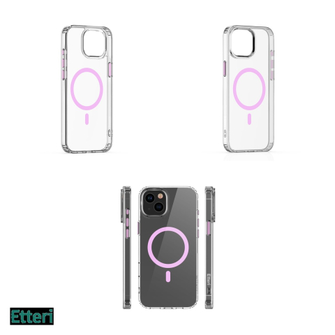 Husa Etteri Color Mag pentru Apple iPhone 14, Carcasa magnetica, Roz [3]
