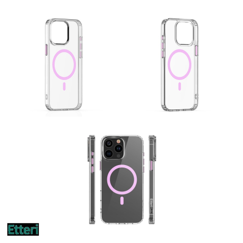Husa Etteri Color Mag pentru Apple iPhone 15 Pro, Carcasa magnetica, Roz [3]