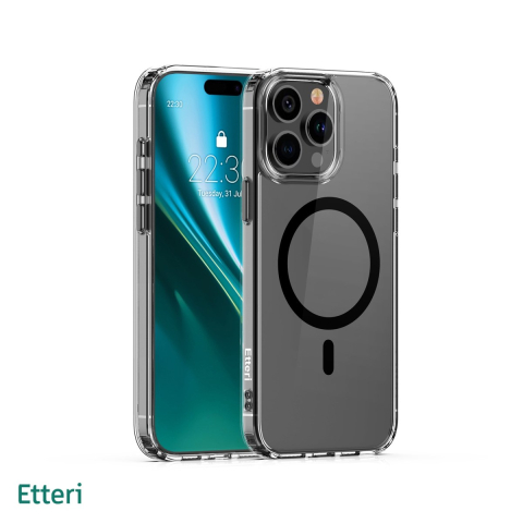 Huse si protectii smartphone - Husa Etteri Color Mag pentru iPhone 15 Pro, Carcasa magnetica, Negru