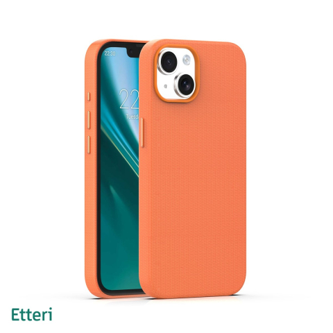 Huse si protectii smartphone - Husa Etteri Elegant Mag pentru iPhone 14, Carcasa magnetica, Portocaliu