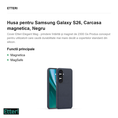 Husa Etteri Elegant Mag pentru Samsung Galaxy S26, Carcasa magnetica, Negru [1]