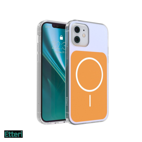 Huse si protectii pentru iPhone 12 Pro - Husa Etteri Hidden Pearl pentru Apple iPhone 12 Pro, iPhone 12, Carcasa magnetica, Portocaliu