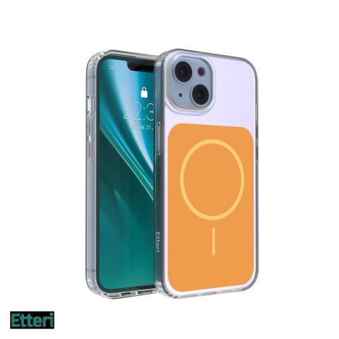 Huse telefoane - Husa Etteri Hidden Pearl pentru Apple iPhone 13, Carcasa magnetica, Portocaliu