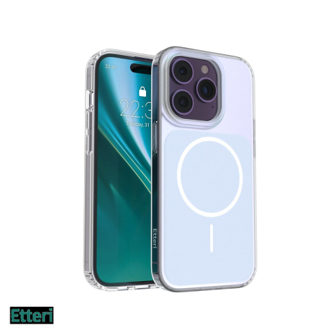 Huse telefoane - Husa Etteri Hidden Pearl pentru Apple iPhone 14 Pro, Carcasa magnetica, Albastru deschis