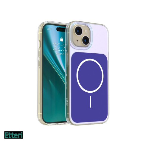 Huse si protectii pentru iPhone 15 - Husa Etteri Hidden Pearl pentru Apple iPhone 15, Carcasa magnetica, Albastru inchis