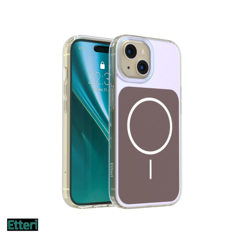 Huse si protectii pentru iPhone 15 - Husa Etteri Hidden Pearl pentru Apple iPhone 15, Carcasa magnetica, Maro