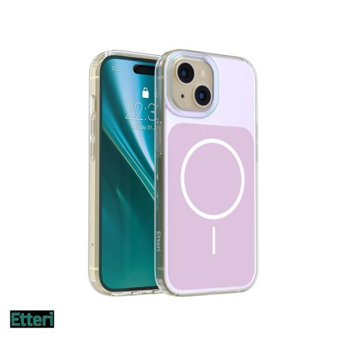 Huse si protectii pentru iPhone 15 - Husa Etteri Hidden Pearl pentru Apple iPhone 15, Carcasa magnetica, Roz