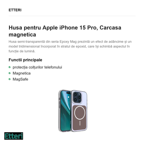 Husa Etteri Hidden Pearl pentru Apple iPhone 15 Pro, Carcasa magnetica, Maro [1]