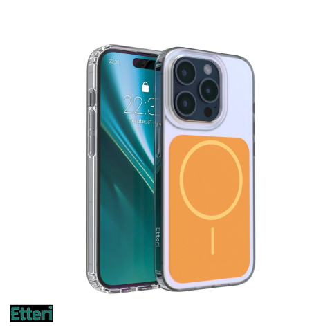 Huse telefoane - Husa Etteri Hidden Pearl pentru Apple iPhone 15 Pro, Carcasa magnetica, Portocaliu