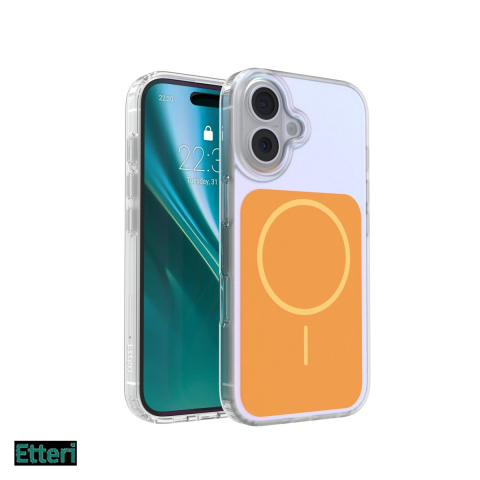 Huse si protectii smartphone - Husa Etteri Hidden Pearl pentru Apple iPhone 16, Carcasa magnetica, Portocaliu
