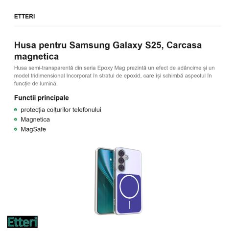 Husa Etteri Hidden Pearl pentru Samsung Galaxy S25, Carcasa magnetica, Albastru inchis [1]