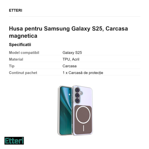 Husa Etteri Hidden Pearl pentru Samsung Galaxy S25, Carcasa magnetica, Maro [2]