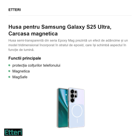 Husa Etteri Hidden Pearl pentru Samsung Galaxy S25 Ultra, Carcasa magnetica, Albastru deschis [1]