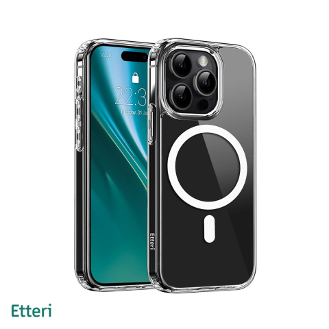 Huse si protectii smartphone - Husa Etteri Hybrid Mag pentru iPhone 15 Pro, Carcasa magnetica, Transparent