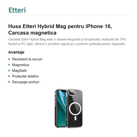 Husa Etteri Hybrid Mag pentru iPhone 16, Carcasa magnetica [1]