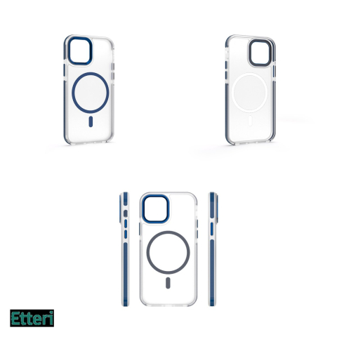Husa Etteri Icy Mag pentru Apple iPhone 12, iPhone 12 Pro, Carcasa magnetica, Albastru [3]