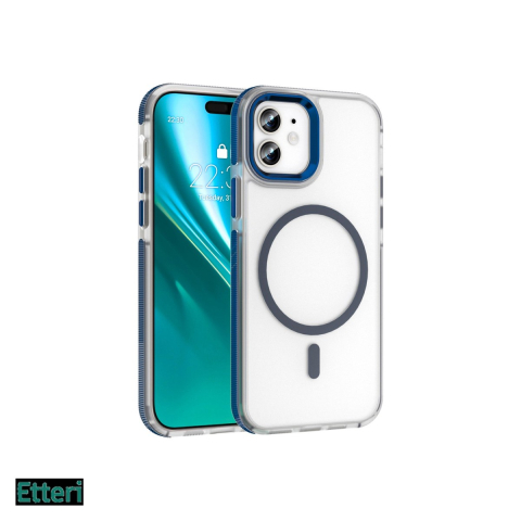 Huse si protectii smartphone - Husa Etteri Icy Mag pentru Apple iPhone 12, iPhone 12 Pro, Carcasa magnetica, Albastru
