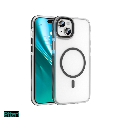 Huse si protectii smartphone - Husa Etteri Icy Mag pentru Apple iPhone 14, Carcasa magnetica, Negru