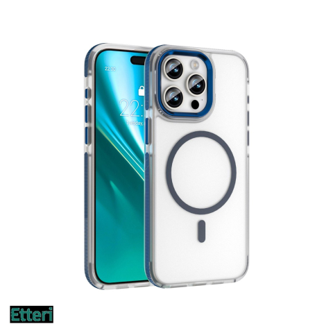 Huse si protectii smartphone - Husa Etteri Icy Mag pentru Apple iPhone 15 Pro, Carcasa magnetica, Albastru