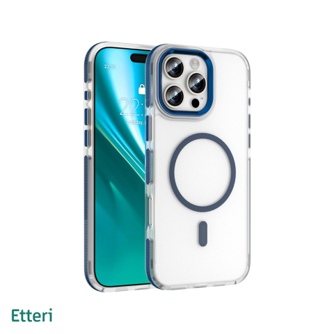 Huse si protectii smartphone - Husa Etteri Icy Mag pentru iPhone 16 Pro Max, Carcasa magnetica, Albastru