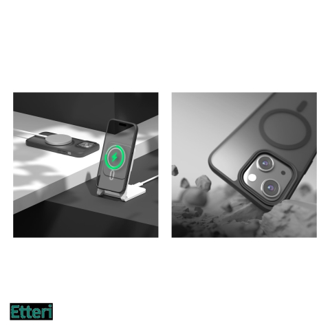 Husa Etteri Matt Mag pentru Apple iPhone 15, Carcasa magnetica, Negru [4]