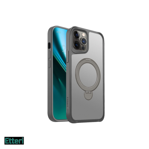 Huse si protectii smartphone - Husa Etteri Matt Mag Ring pentru Apple iPhone 12 Pro, iPhone 12, Carcasa magnetica, Gri