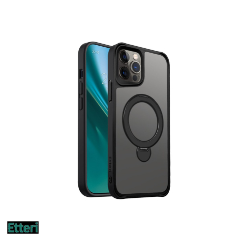 Huse si protectii smartphone - Husa Etteri Matt Mag Ring pentru Apple iPhone 12 Pro, iPhone 12, Carcasa magnetica, Negru