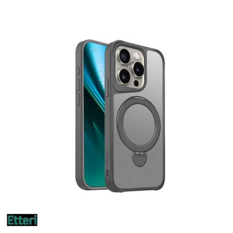 Huse si protectii smartphone - Husa Etteri Matt Mag Ring pentru Apple iPhone 15 Pro, Carcasa magnetica, Gri