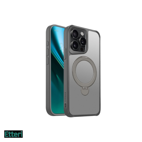 Huse si protectii smartphone - Husa Etteri Matt Mag Ring pentru Apple iPhone 15 Pro Max, Carcasa magnetica, Gri