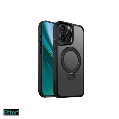 Huse si protectii smartphone - Husa Etteri Matt Mag Ring pentru Apple iPhone 15 Pro Max, Carcasa magnetica, Negru