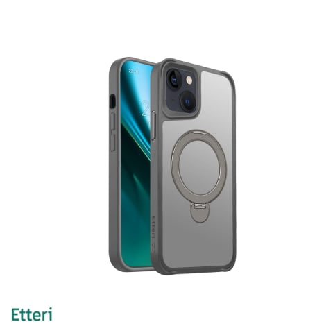 Huse si protectii pentru iPhone 13 - Husa Etteri Matt Mag Ring pentru iPhone 13, Carcasa magnetica, Gri